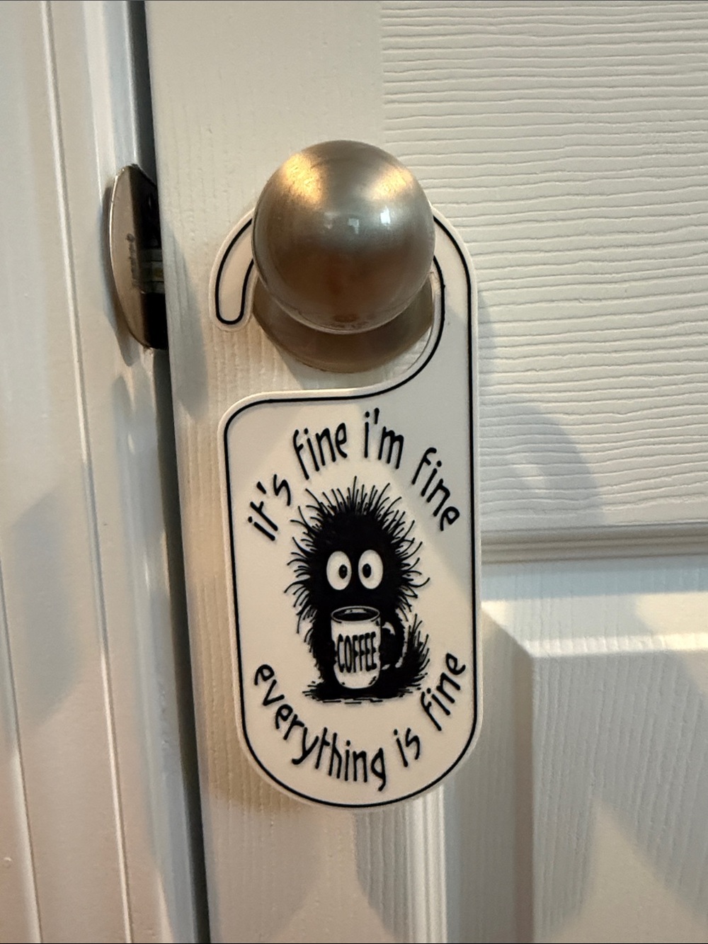Funny Coffee Coaster, Coffee Lover Desk Sign with Stand, Door Hanger | "It's Fin - Picture 4 of 7